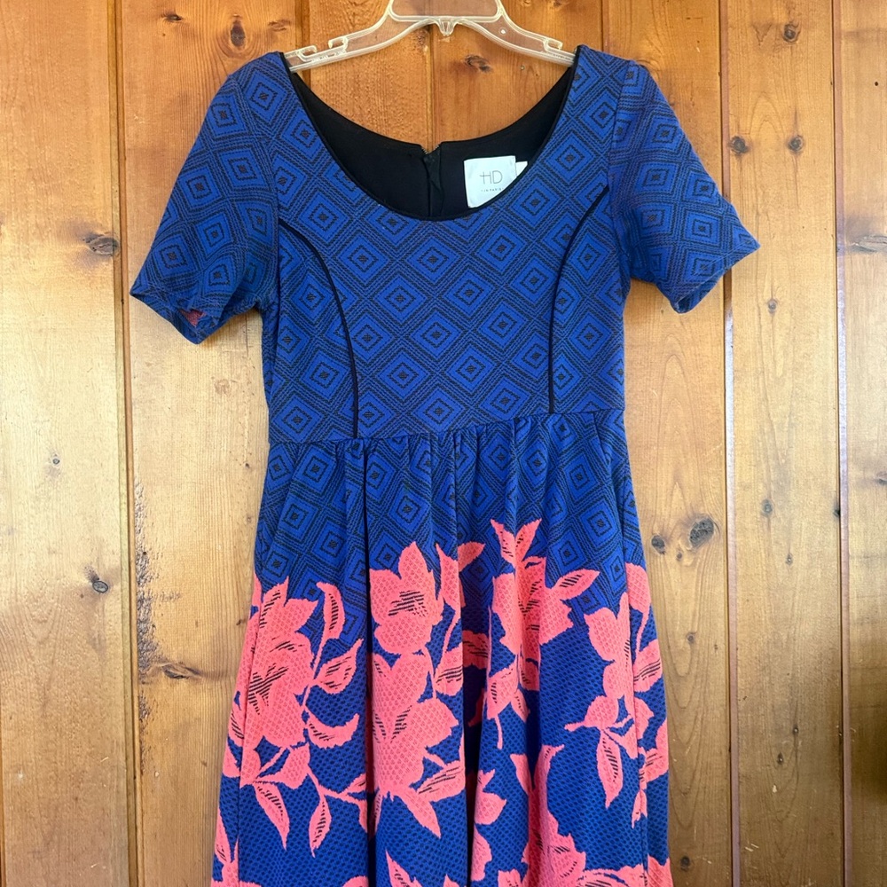 Anthropologie HD in Paris Blushed Blooms Dress Blue- Fit & Flair